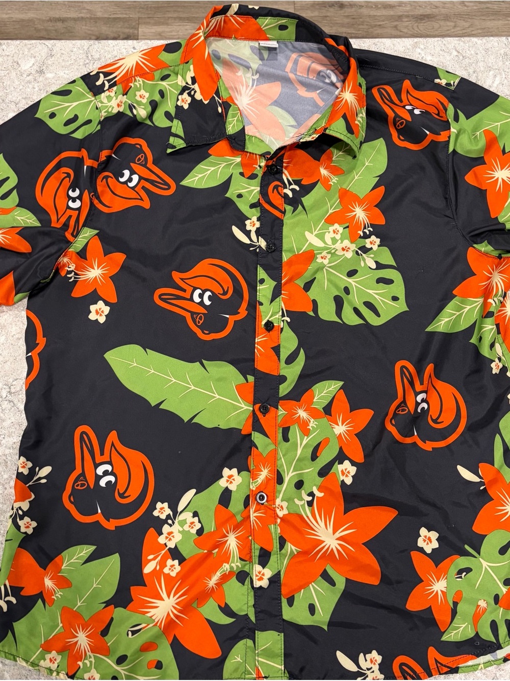 Baltimore Orioles MLB Black Hawaiian SGA Button-Up Shirt-XL